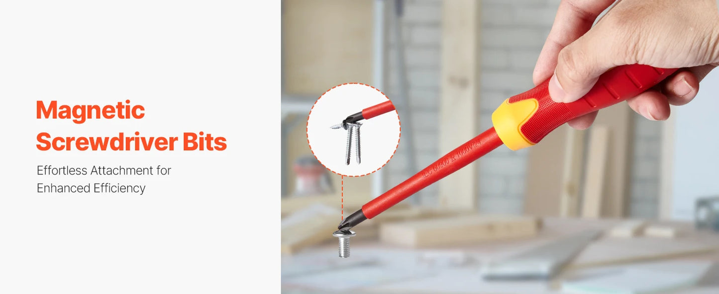 SucceBuy Insulated Screwdriver Set Professional Electrical Screwdriver Set 1000V Insulated Electrician Tool Set Magnetic Phillip