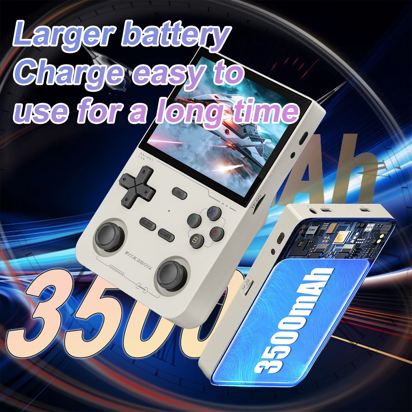 GAMINJA K36 Handheld Game Console 3.5Inch IPS 640x480 Screen Built in 64GB Simulator Games Games Portable Handheld Game Console