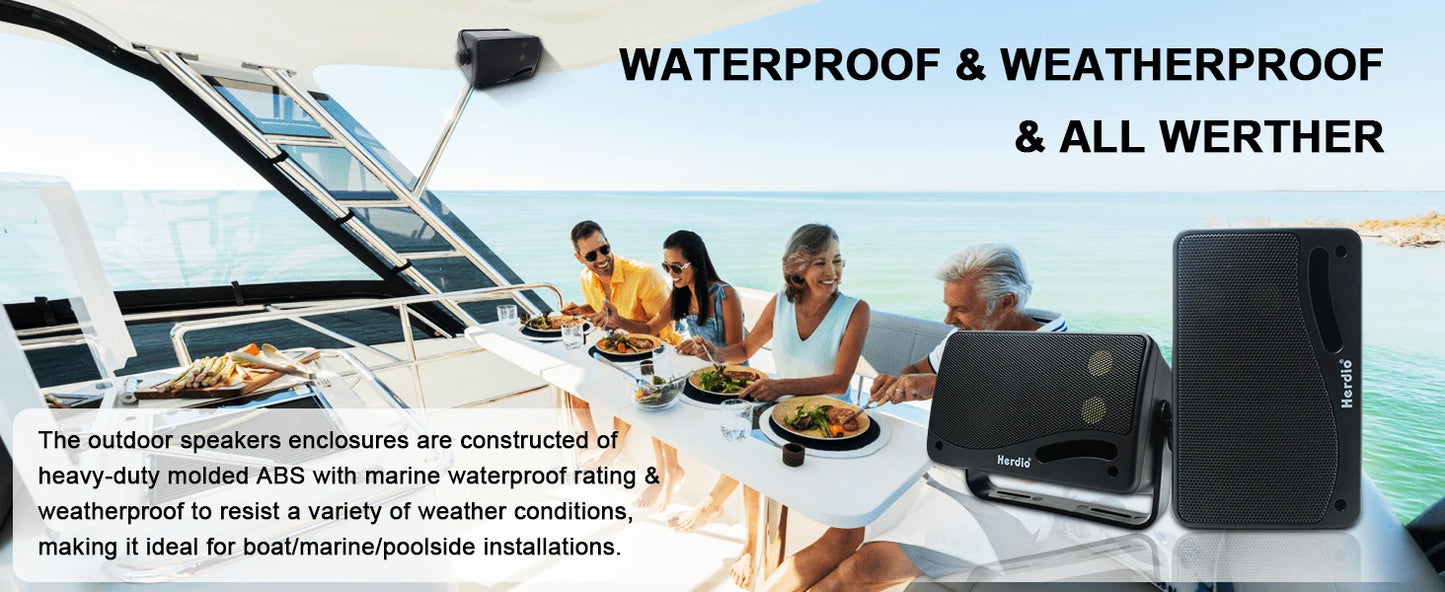 Herdio 3.5'' 2PCS Passive Outdoor Speakers Wired Waterproof 200W 3 Way Premium Mountable Wall Mount Speakers With Superior Sound