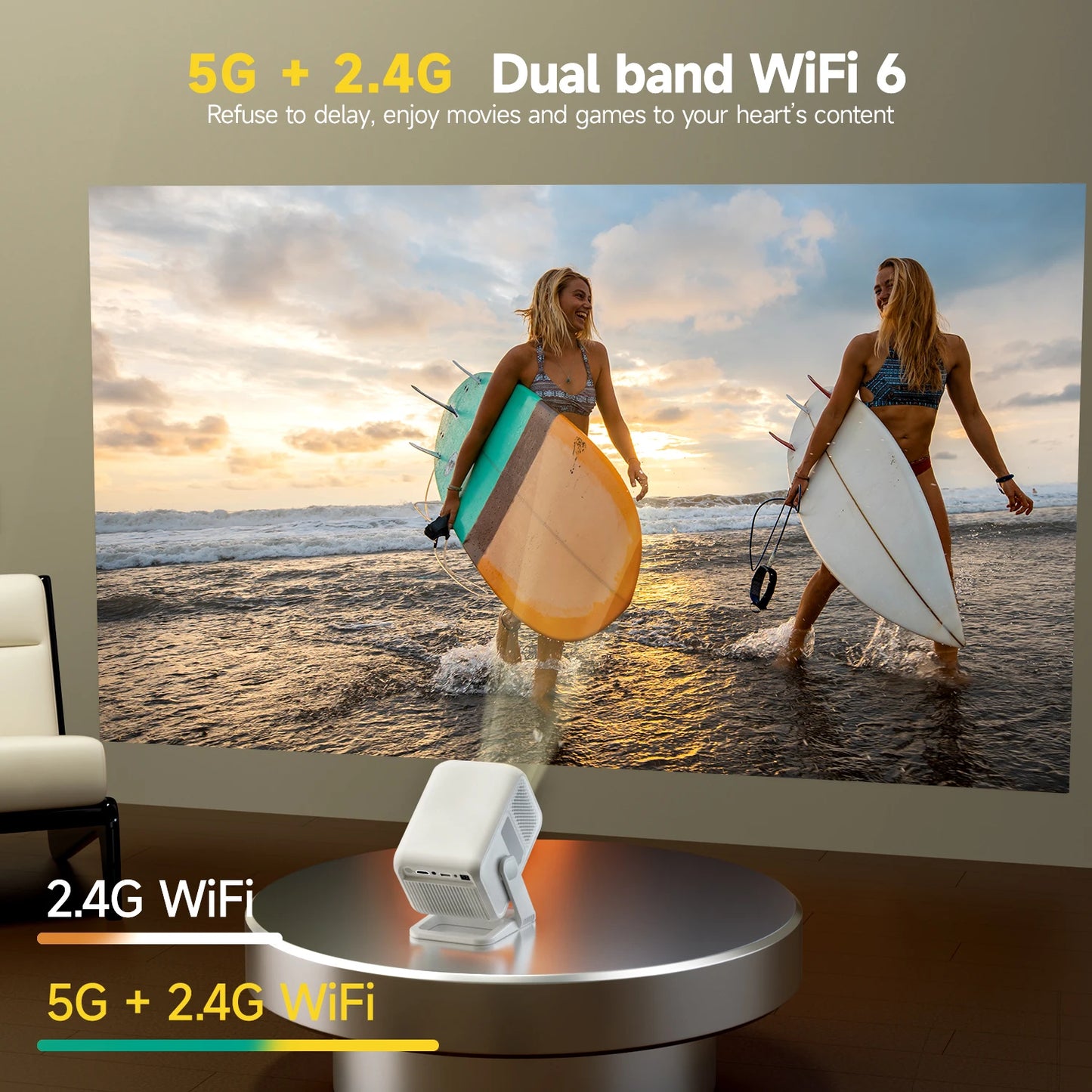 Magcubic Auto Focus 4K HD 1920*1080P 420ANSI Portable Projector Android 11 BT5.4 Built-in 5W HiFi Speaker For Home Theater HY310