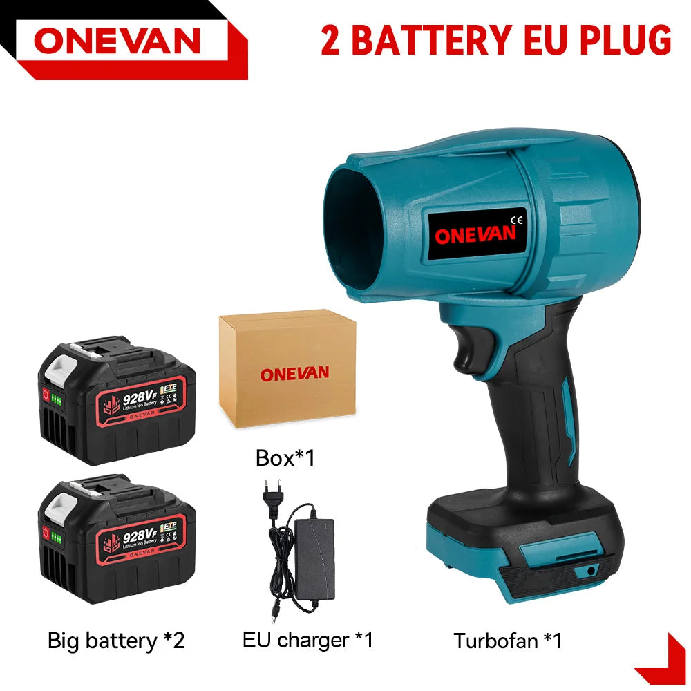 ONEVAN 2000W 200M/S Brushless Electric Turbo Fan Cordless Leaf Air Blowers Jet Fan Snow Dust Blowing Power Tool Fit 18V Battery