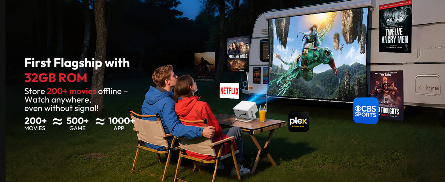 XGODY N6 Pro Netflix Officially 4K Projector Voice Control Smart Android TV Whale OS 32GB ROM for Outdoor Movie Home Theater