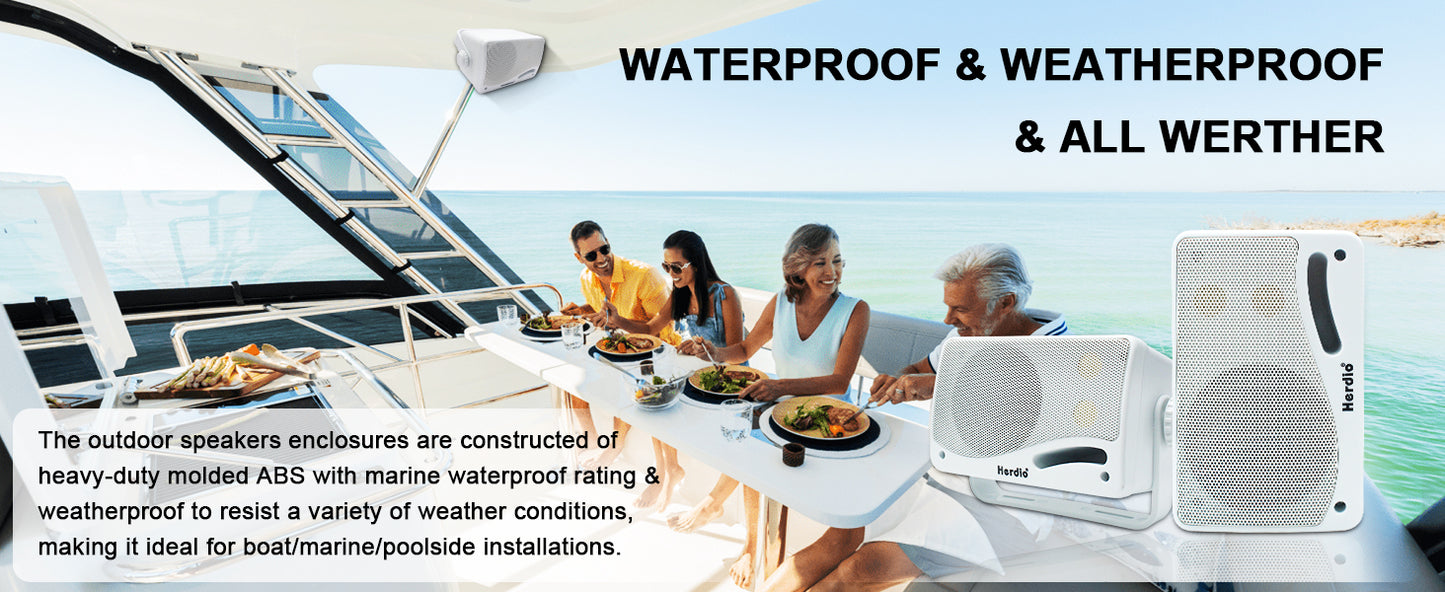 Herdio 3.5'' 2PCS Passive Outdoor Speakers Wired Waterproof 200W 3 Way Premium Mountable Wall Mount Speakers With Superior Sound