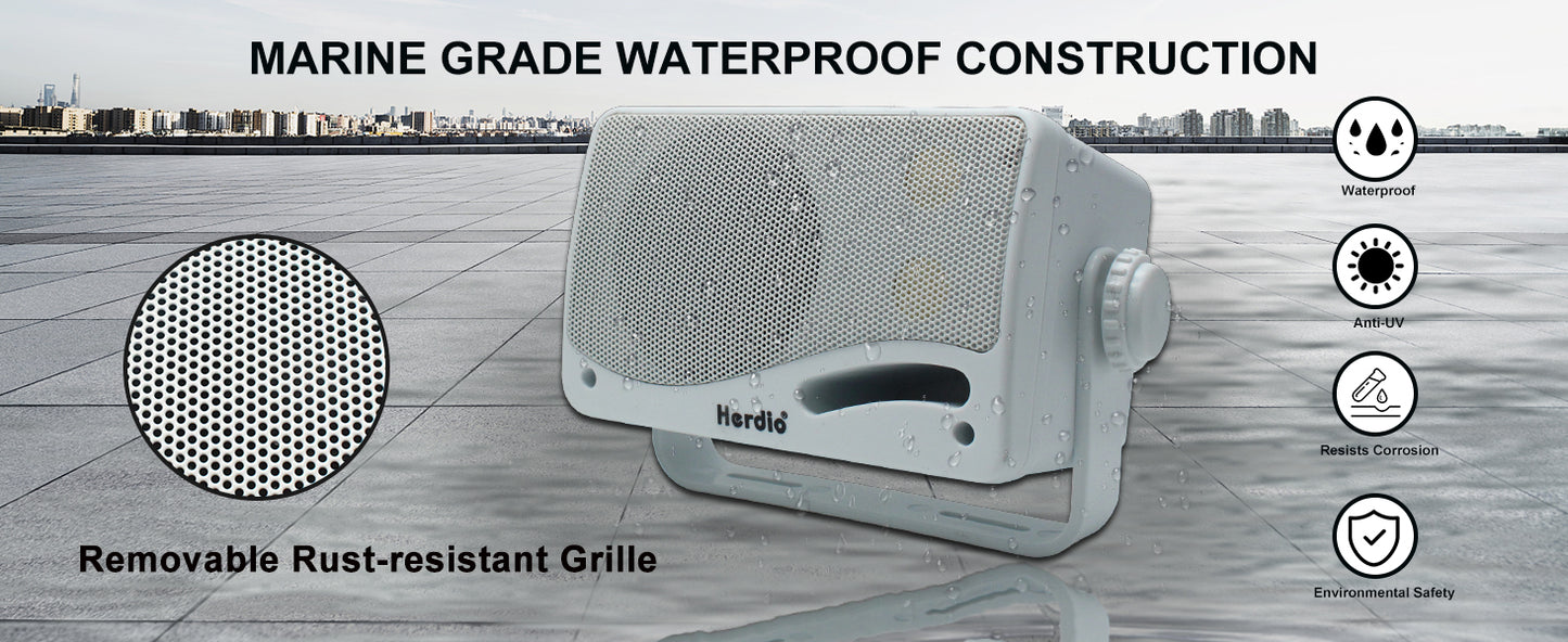 Herdio 3.5'' 2PCS Passive Outdoor Speakers Wired Waterproof 200W 3 Way Premium Mountable Wall Mount Speakers With Superior Sound