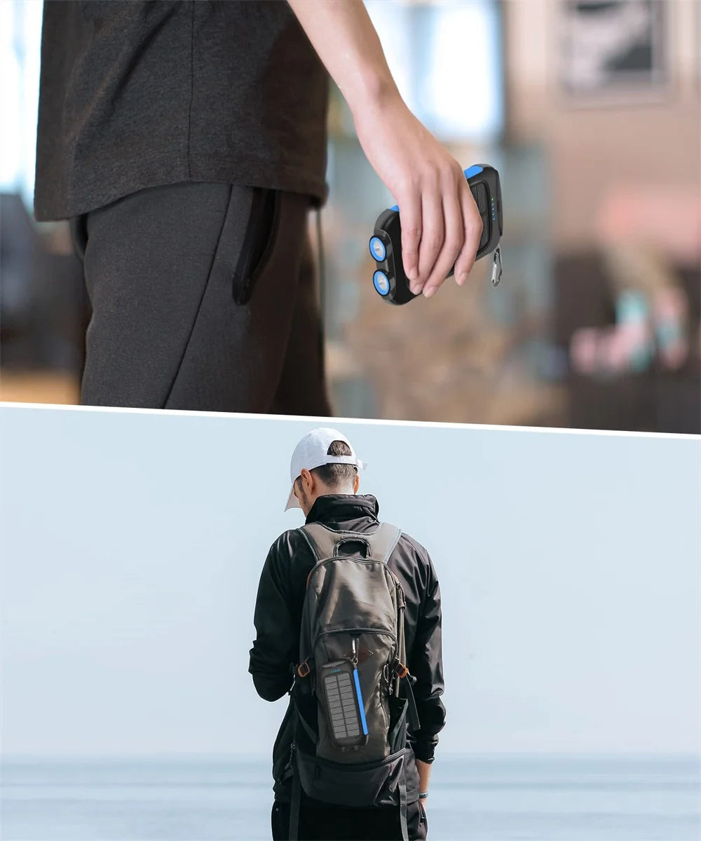 10000mAh Solar Power Bank Portable Waterproof Fast Charge Dual USB Outdoor Charger LED Light for Camping Hiking Travel