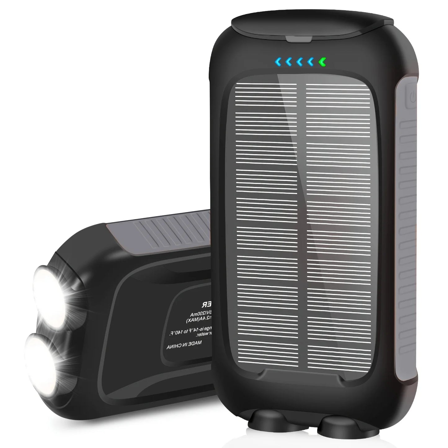 10000mAh Solar Power Bank Portable Waterproof Fast Charge Dual USB Outdoor Charger LED Light for Camping Hiking Travel