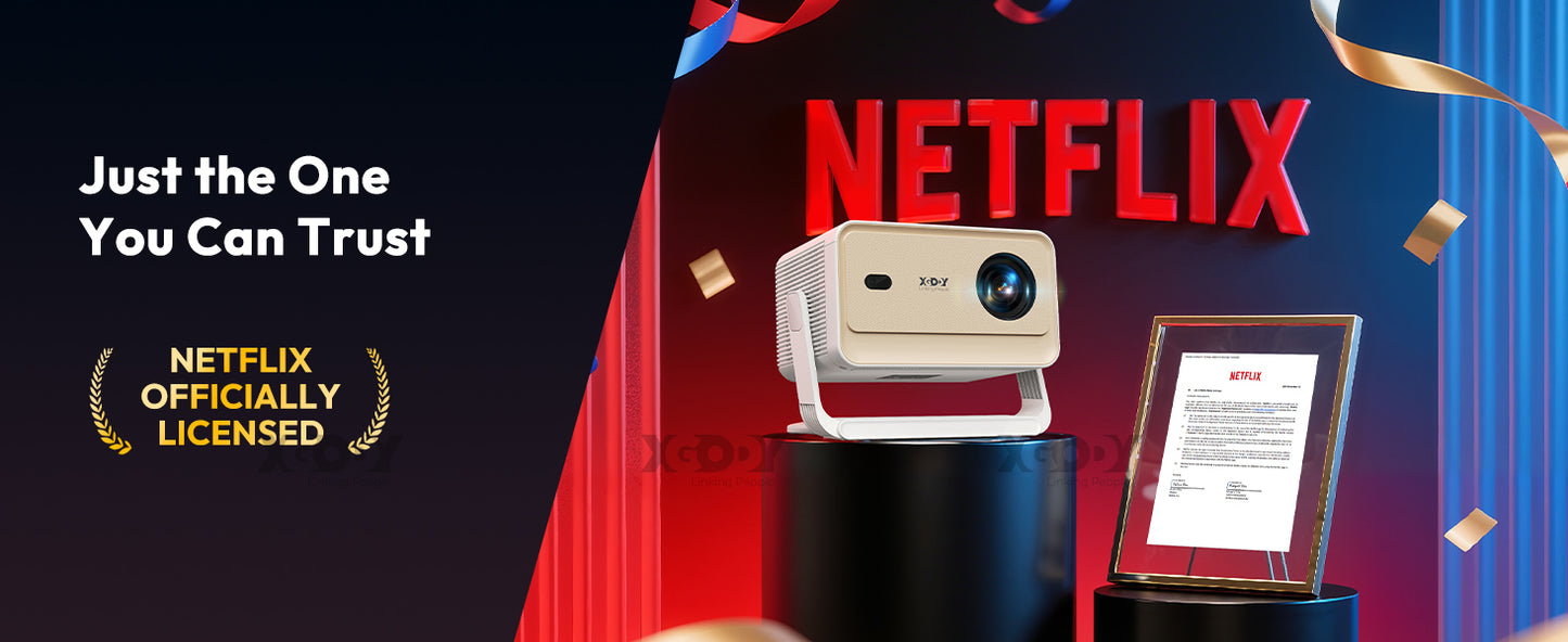 XGODY N6 Pro Netflix Officially 4K Projector Voice Control Smart Android TV Whale OS 32GB ROM for Outdoor Movie Home Theater