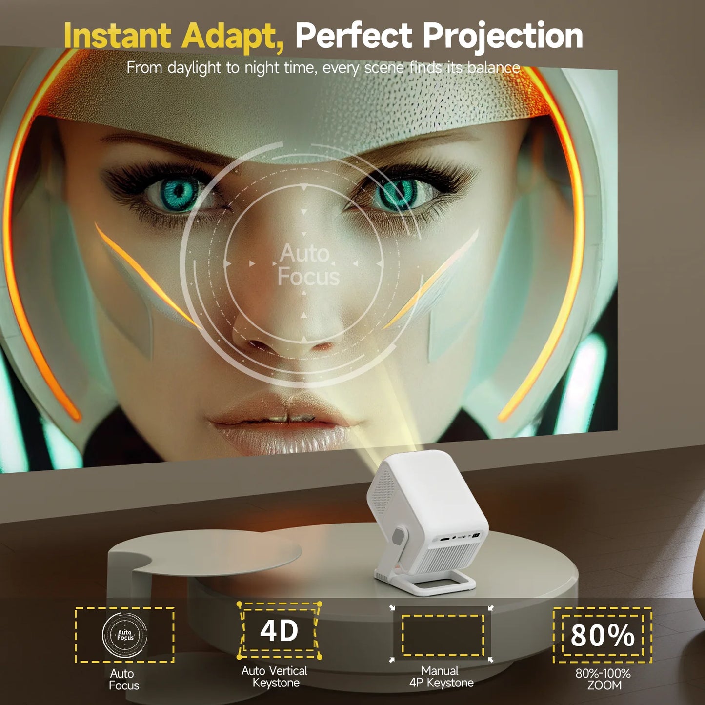 Magcubic Auto Focus 4K HD 1920*1080P 420ANSI Portable Projector Android 11 BT5.4 Built-in 5W HiFi Speaker For Home Theater HY310