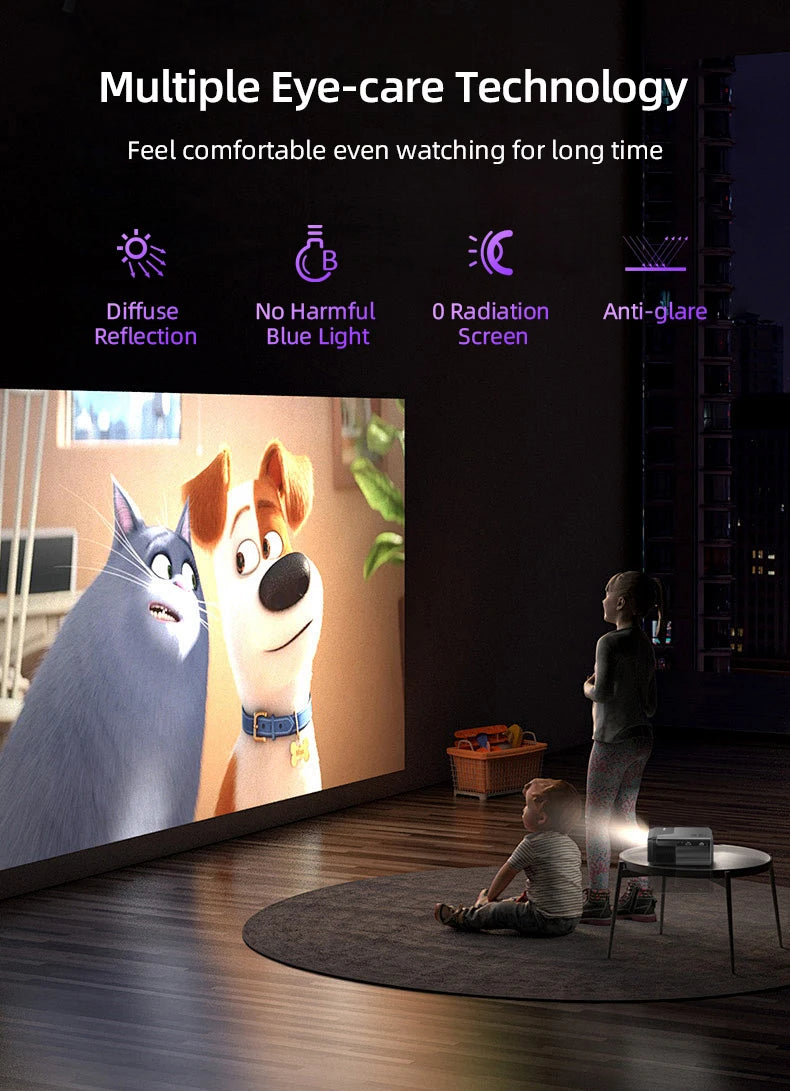 [Google TV/Android 14/Voice Control]Smart Projector 4K HD WiFi6 Netflix-Licensed Home Theater Outdoor Movie Auto Focus Projector