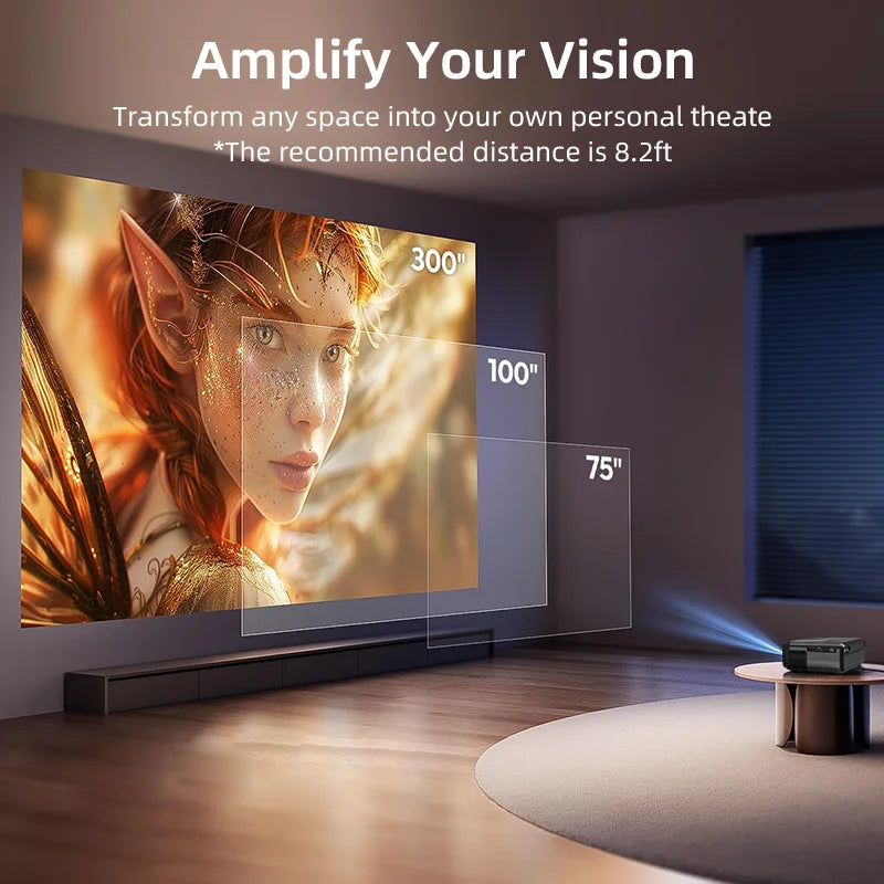 [Google TV/Android 14/Voice Control]Smart Projector 4K HD WiFi6 Netflix-Licensed Home Theater Outdoor Movie Auto Focus Projector