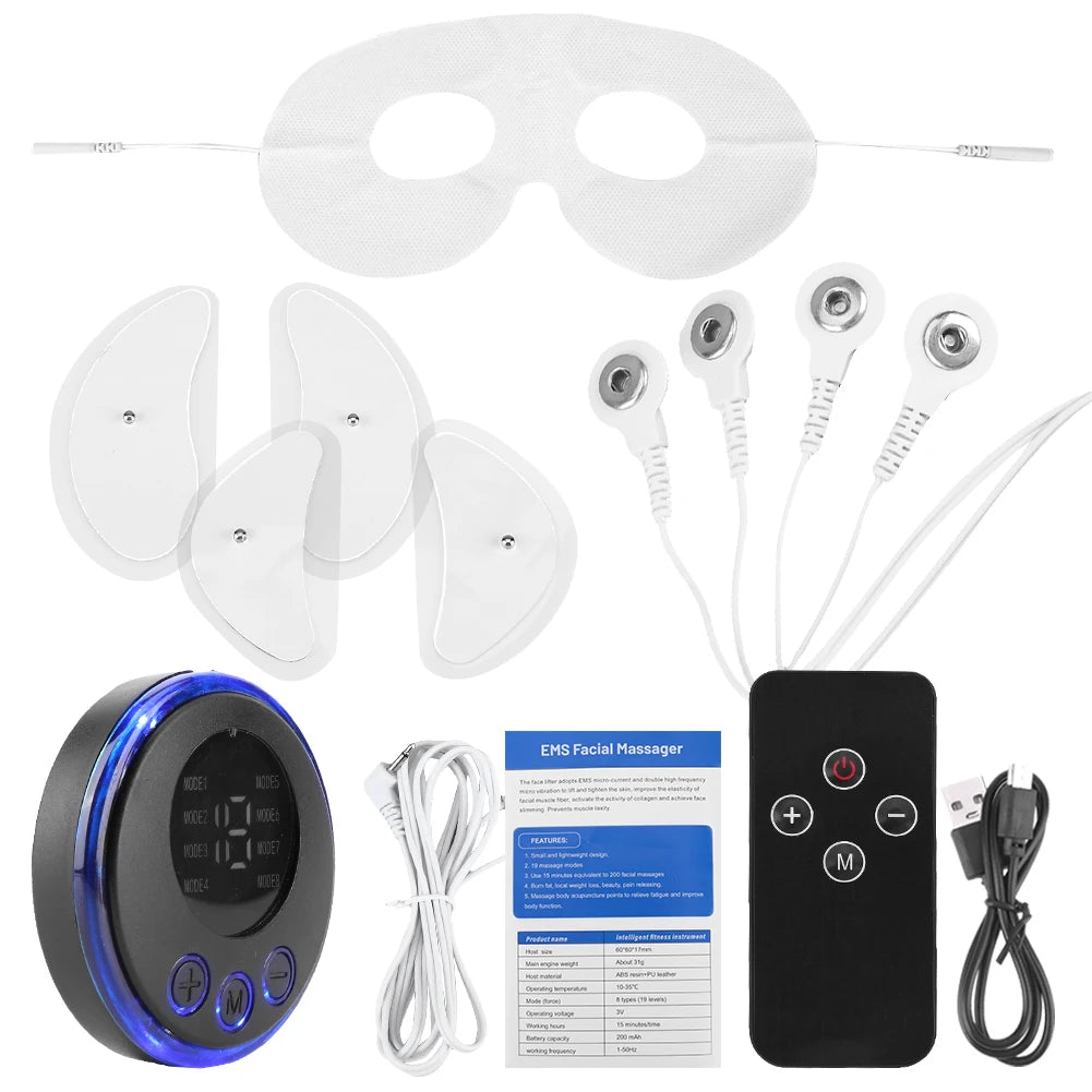 EMS Facial Massager Facial Lifting Device Anti-Wrinkle Anti-Aging Beauty Device USB Charging 8 Modes 19 Levels for Neck Face