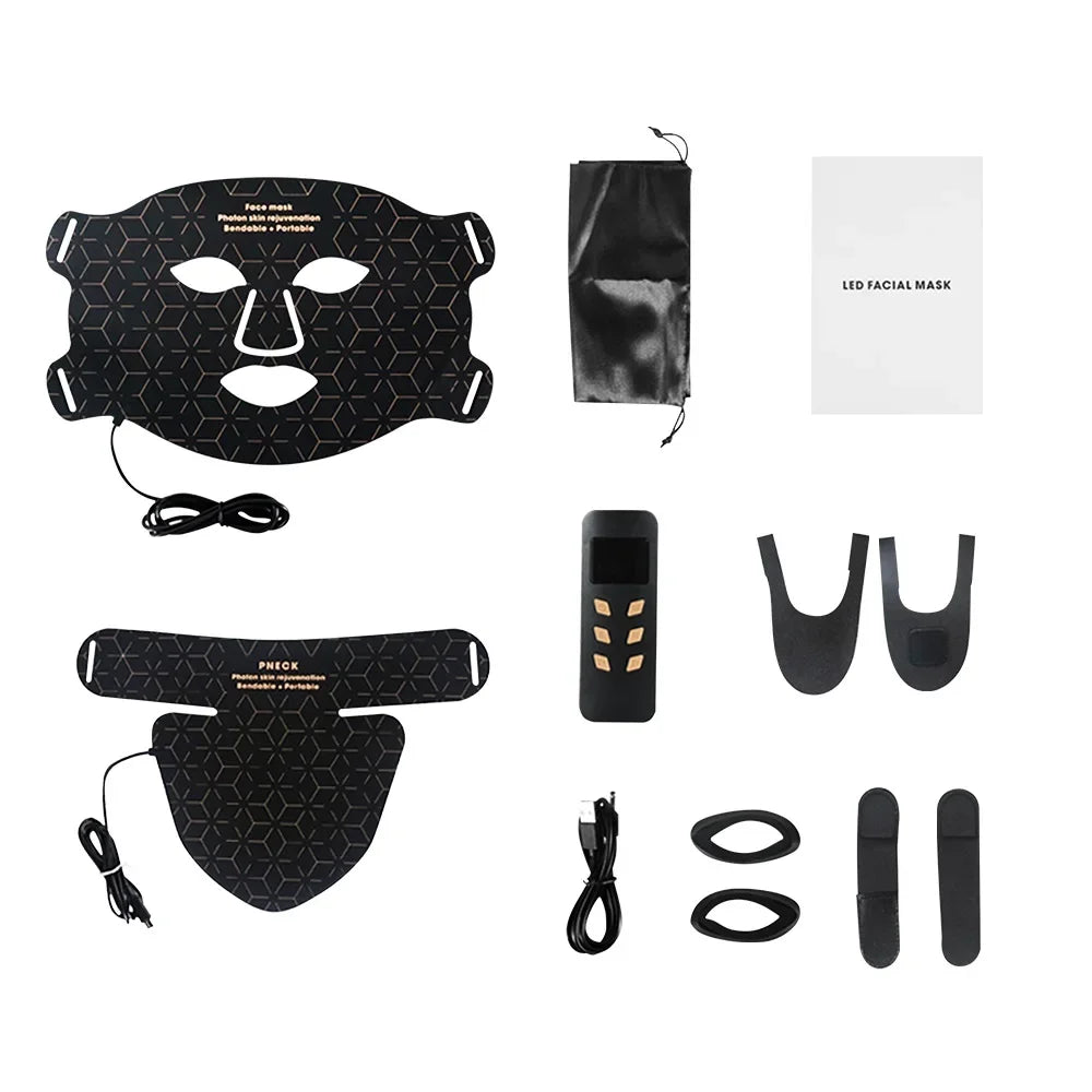 Silicone Facial Neck LED Mask Anti Aging Skin Rejuvenation Brighten Beauty Face Photon Mask