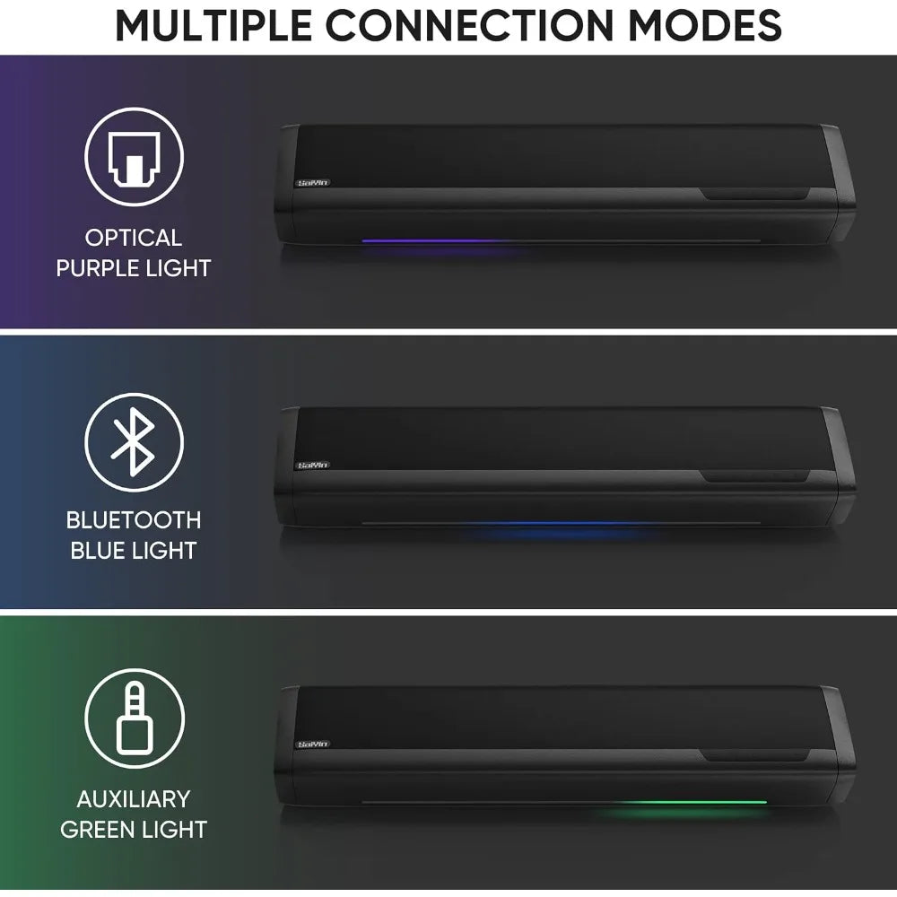 Sound Bars for TV with Subwoofer, 2.1 Deep Bass Small Soundbar Monitor Speaker Home Theater Surround System