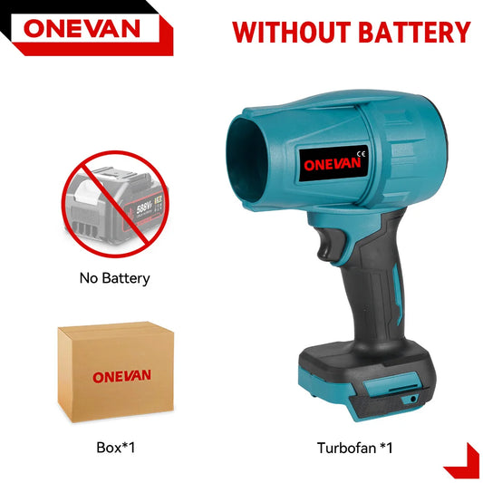 ONEVAN 2000W 200M/S Brushless Electric Turbo Fan Cordless Leaf Air Blowers Jet Fan Snow Dust Blowing Power Tool Fit 18V Battery