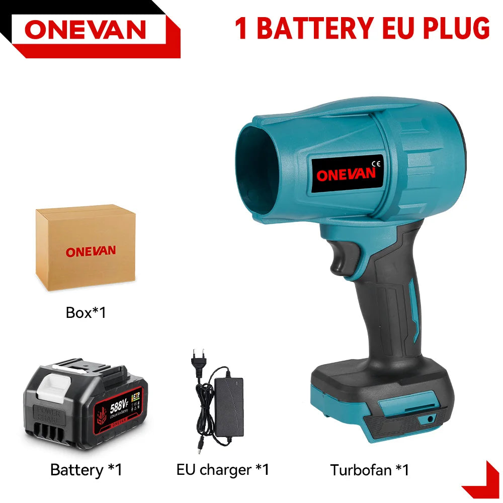 ONEVAN 2000W 200M/S Brushless Electric Turbo Fan Cordless Leaf Air Blowers Jet Fan Snow Dust Blowing Power Tool Fit 18V Battery