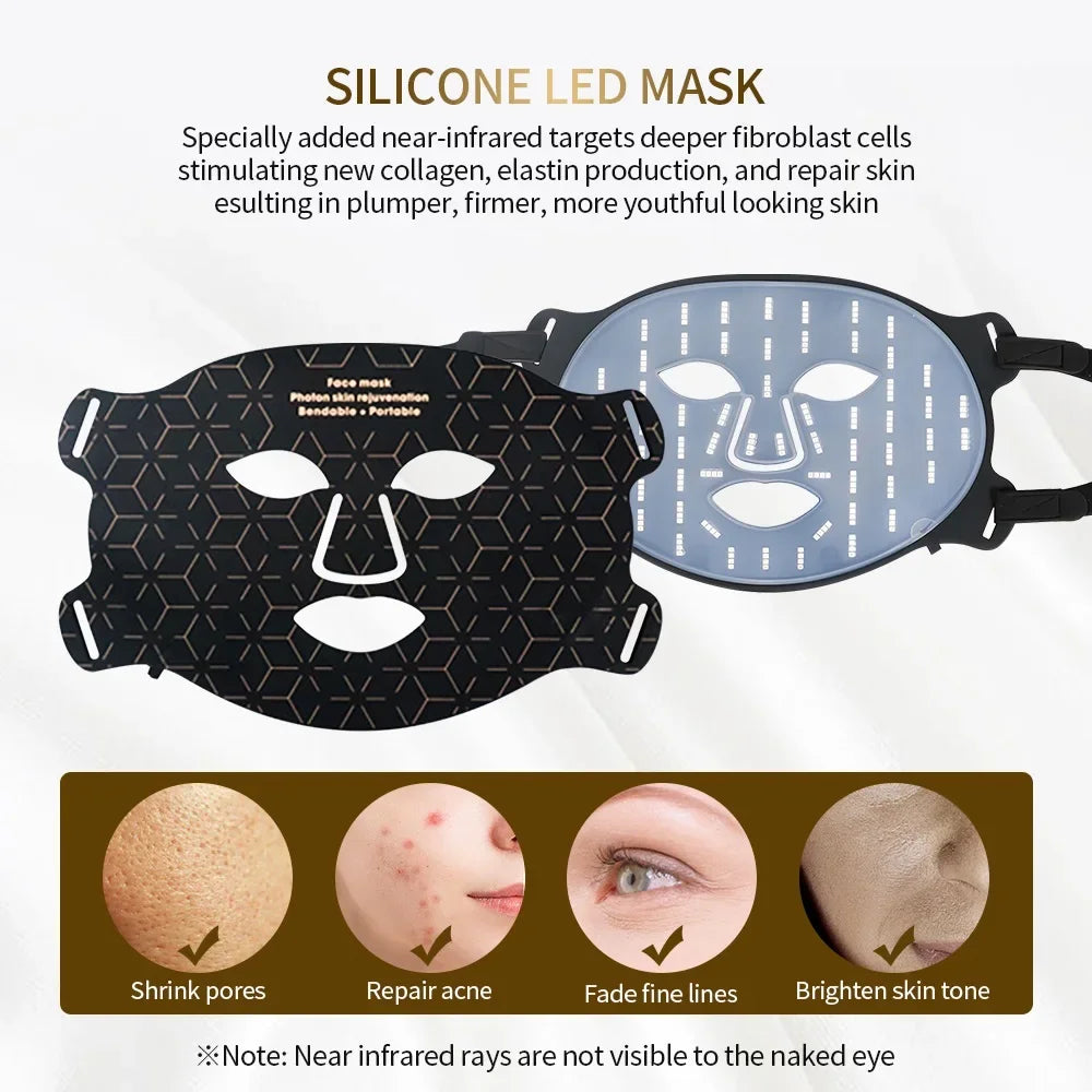 Silicone Facial Neck LED Mask Anti Aging Skin Rejuvenation Brighten Beauty Face Photon Mask