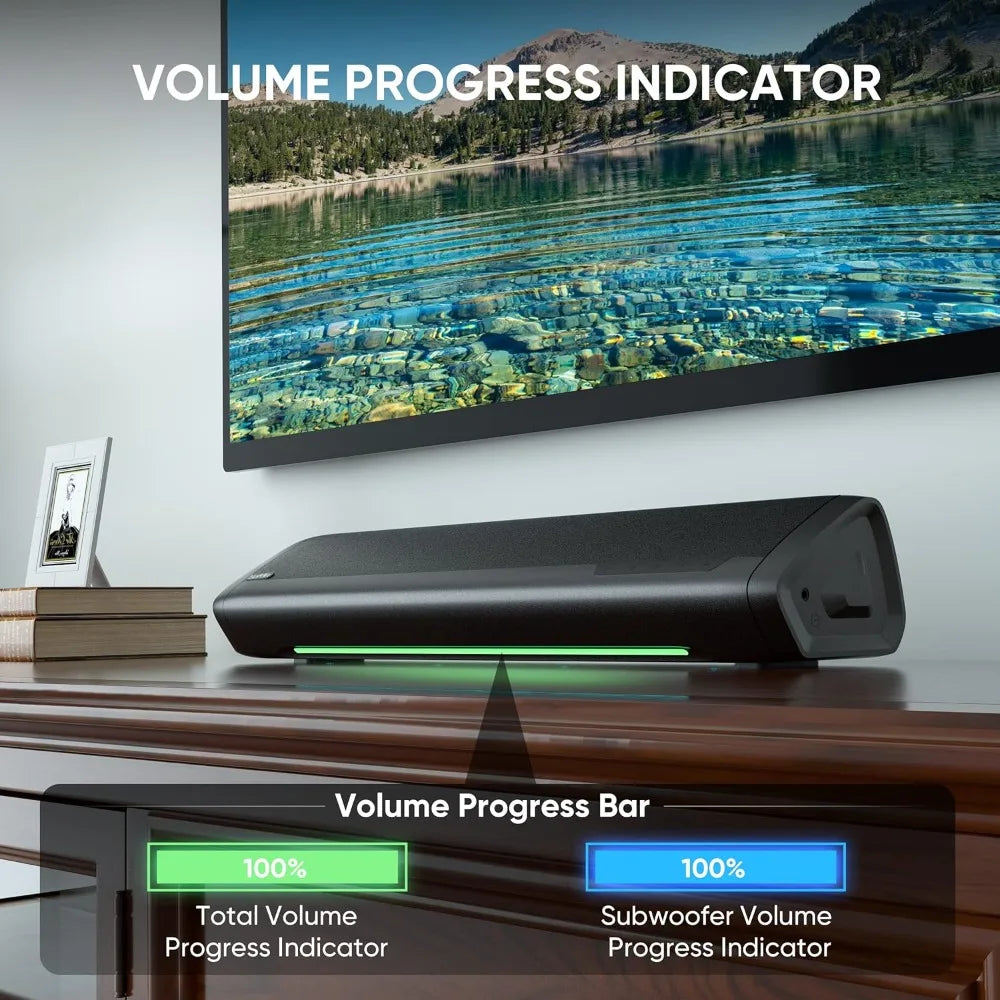 Sound Bars for TV with Subwoofer, 2.1 Deep Bass Small Soundbar Monitor Speaker Home Theater Surround System