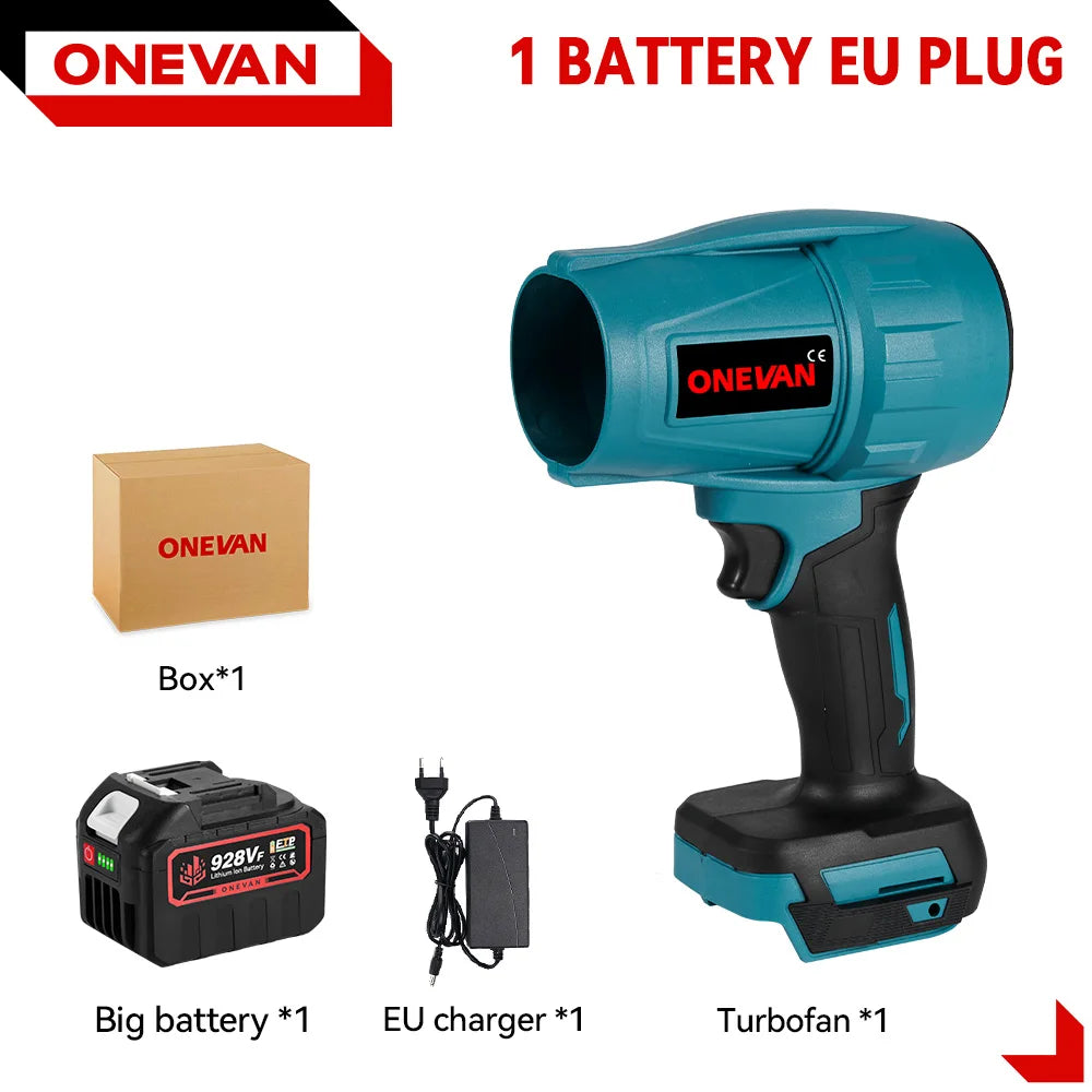 ONEVAN 2000W 200M/S Brushless Electric Turbo Fan Cordless Leaf Air Blowers Jet Fan Snow Dust Blowing Power Tool Fit 18V Battery