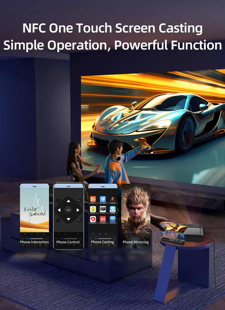 [Google TV/Android 14/Voice Control]Smart Projector 4K HD WiFi6 Netflix-Licensed Home Theater Outdoor Movie Auto Focus Projector