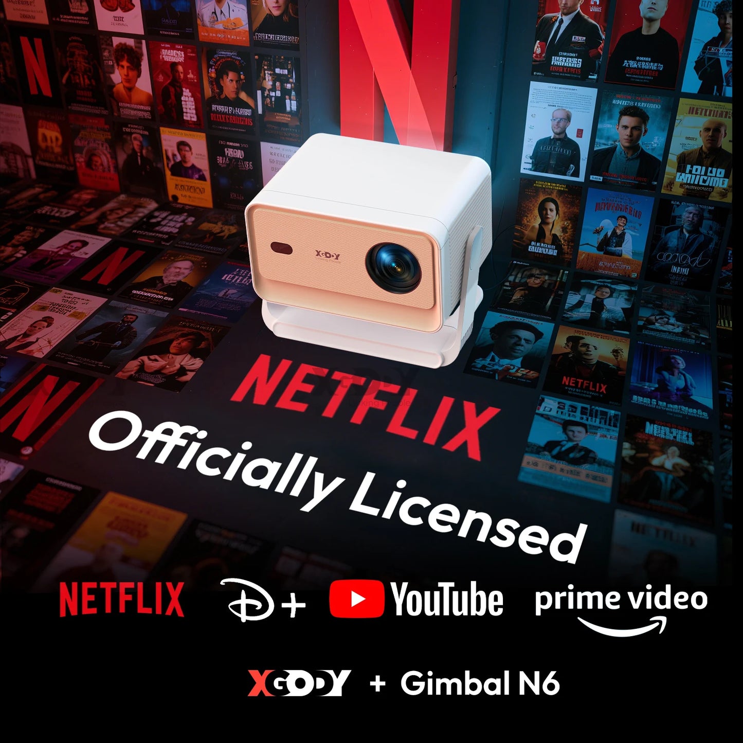 XGODY N6 Pro Netflix Officially 4K Projector Voice Control Smart Android TV Whale OS 32GB ROM for Outdoor Movie Home Theater