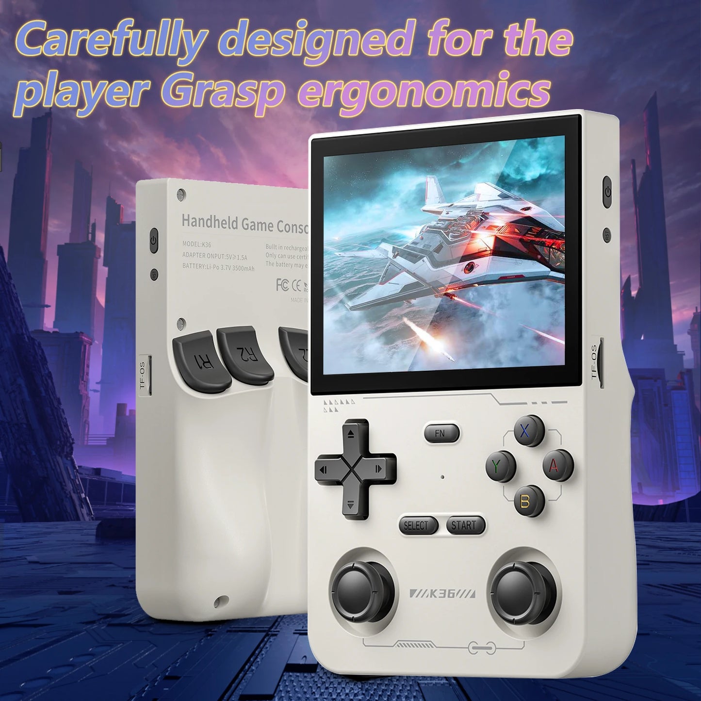 GAMINJA K36 Handheld Game Console 3.5Inch IPS 640x480 Screen Built in 64GB Simulator Games Games Portable Handheld Game Console