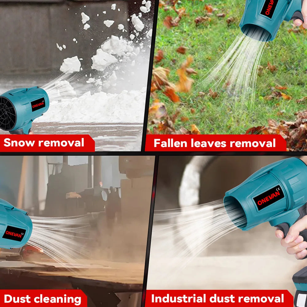 ONEVAN 2000W 200M/S Brushless Electric Turbo Fan Cordless Leaf Air Blowers Jet Fan Snow Dust Blowing Power Tool Fit 18V Battery