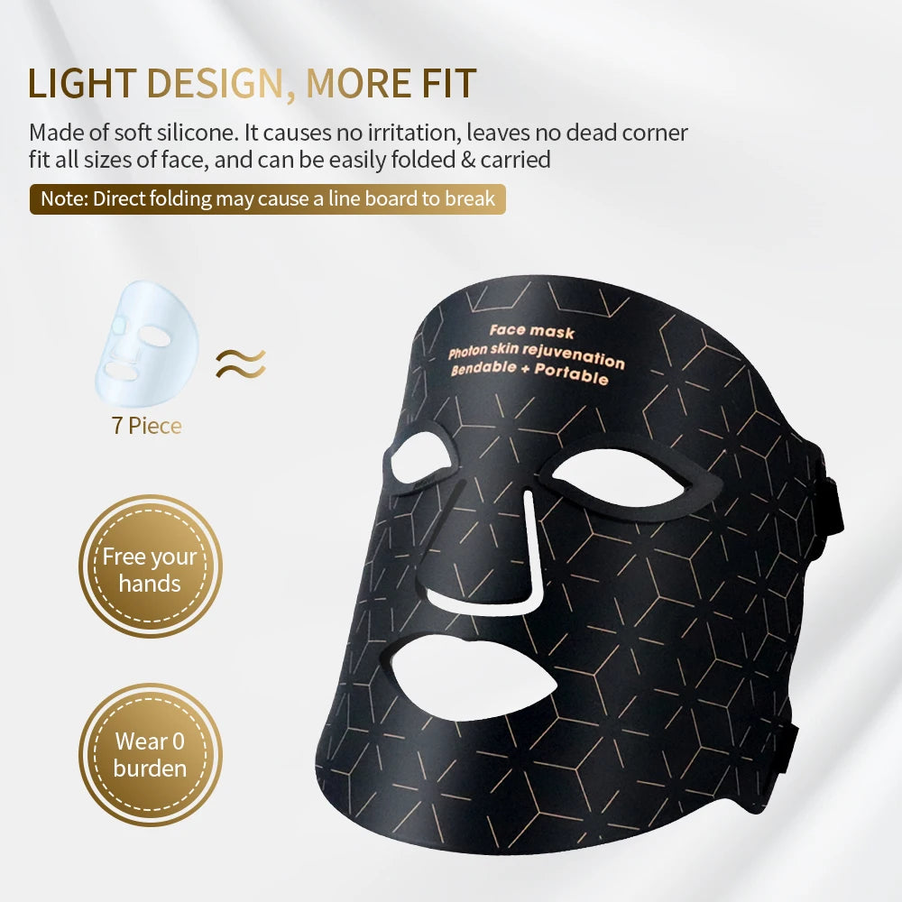Silicone Facial Neck LED Mask Anti Aging Skin Rejuvenation Brighten Beauty Face Photon Mask