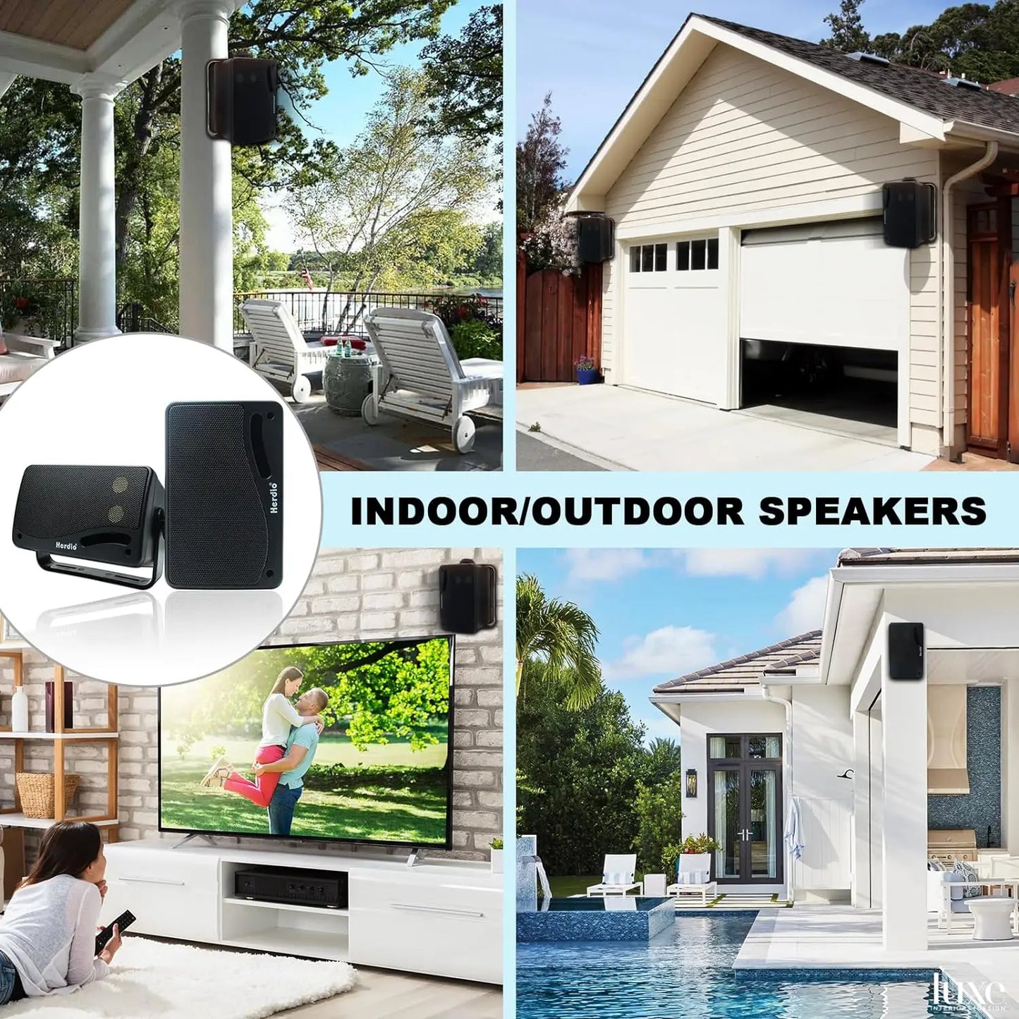 Herdio 3.5'' 2PCS Passive Outdoor Speakers Wired Waterproof 200W 3 Way Premium Mountable Wall Mount Speakers With Superior Sound