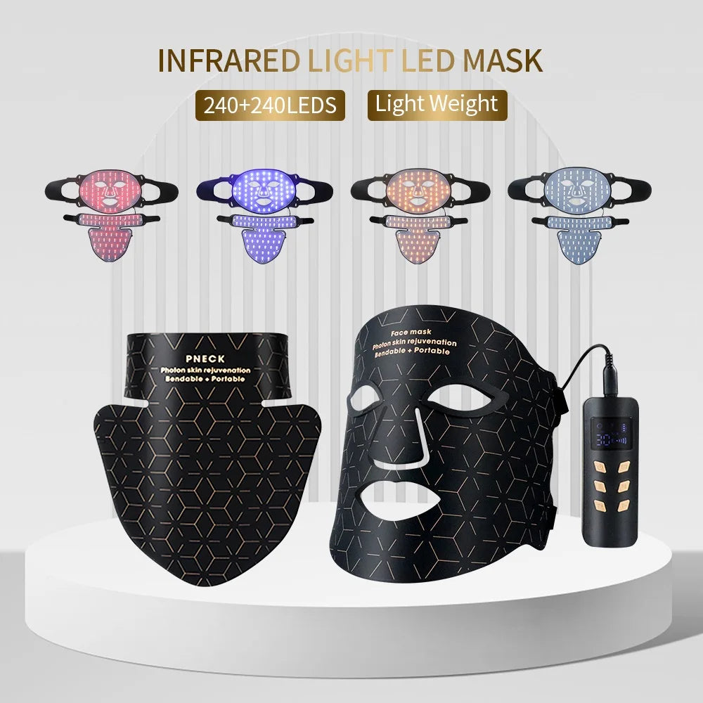 Silicone Facial Neck LED Mask Anti Aging Skin Rejuvenation Brighten Beauty Face Photon Mask
