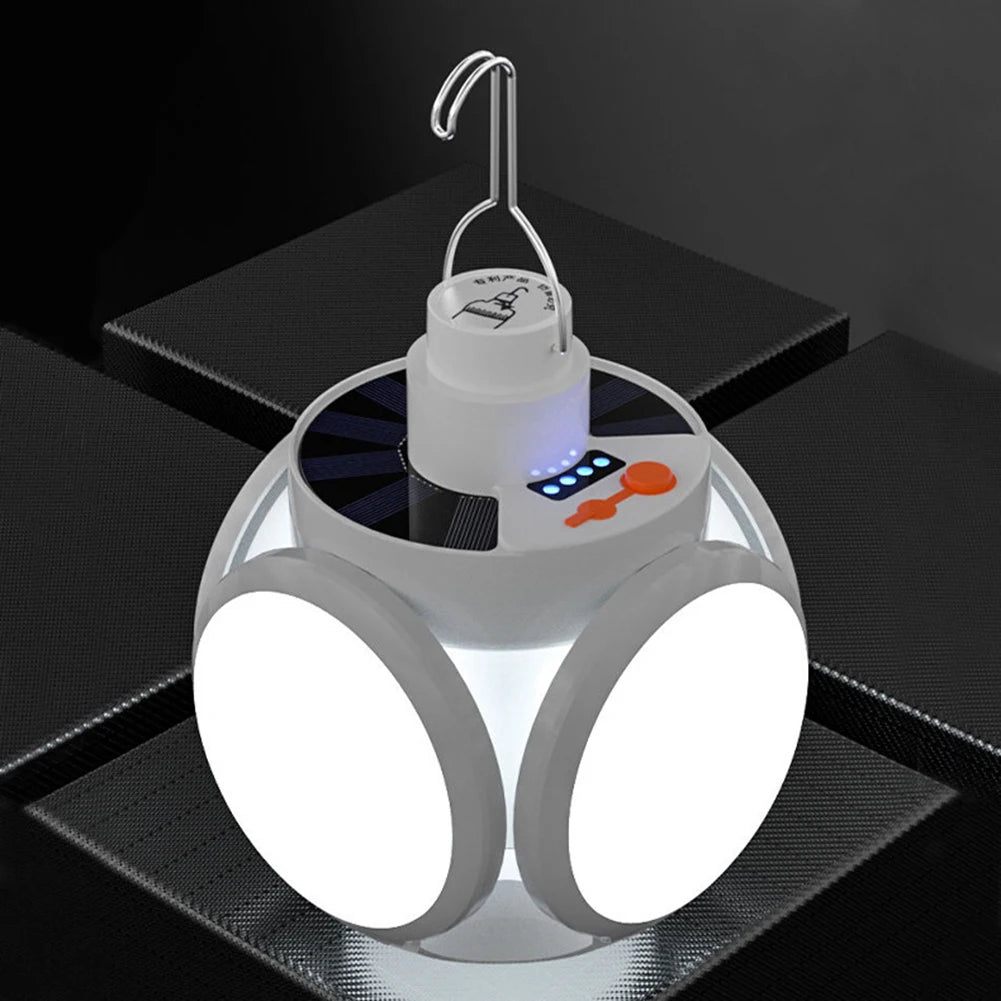 LED Solar Camping Light Bulb Rechargeable Flashlight Night Lamp Camping Supplies 5 Gears Adjustable Portable Lantern