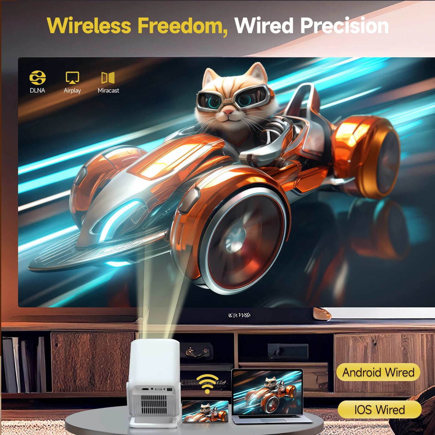 Magcubic Auto Focus 4K HD 1920*1080P 420ANSI Portable Projector Android 11 BT5.4 Built-in 5W HiFi Speaker For Home Theater HY310