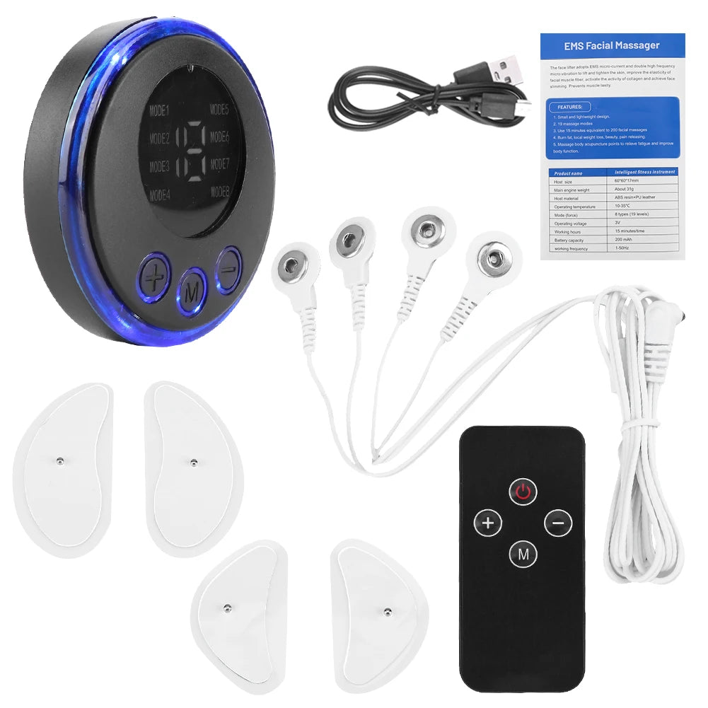 EMS Facial Massager Facial Lifting Device Anti-Wrinkle Anti-Aging Beauty Device USB Charging 8 Modes 19 Levels for Neck Face