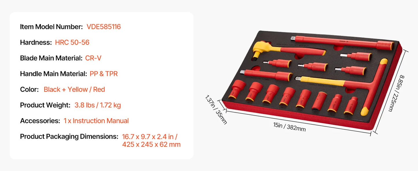 SucceBuy Insulated Screwdriver Set Professional Electrical Screwdriver Set 1000V Insulated Electrician Tool Set Magnetic Phillip