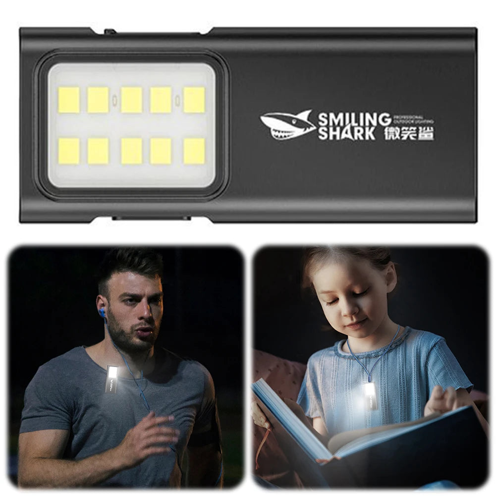 LED Mini Work Light USB Rechargeable Emergency Camping Light Waterproof Super Bright Flashlight for Outdoor Running Hiking