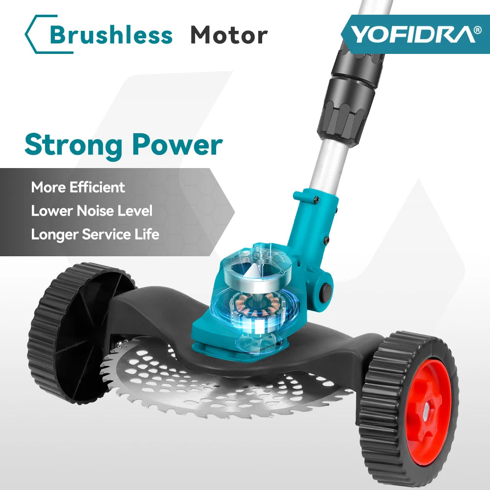 YOFIDRA 1500W Electric Lawn Mower 12000RPM Grass Trimmer Rechargeable Adjustable Garden Cutter Tool For Makita Battery Pin