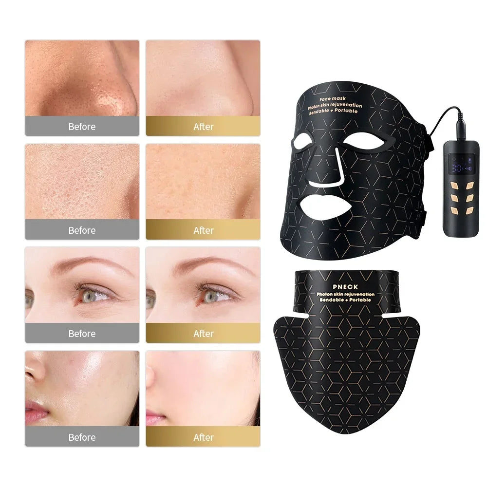 Silicone Facial Neck LED Mask Anti Aging Skin Rejuvenation Brighten Beauty Face Photon Mask
