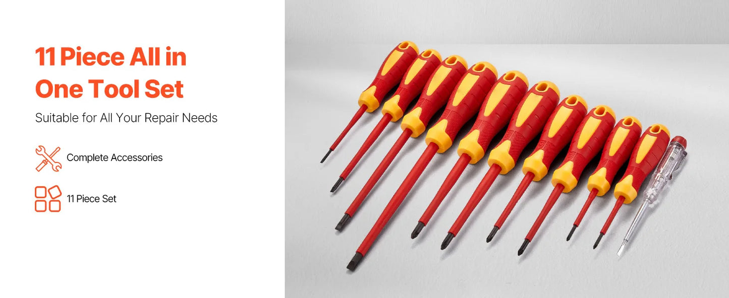 SucceBuy Insulated Screwdriver Set Professional Electrical Screwdriver Set 1000V Insulated Electrician Tool Set Magnetic Phillip