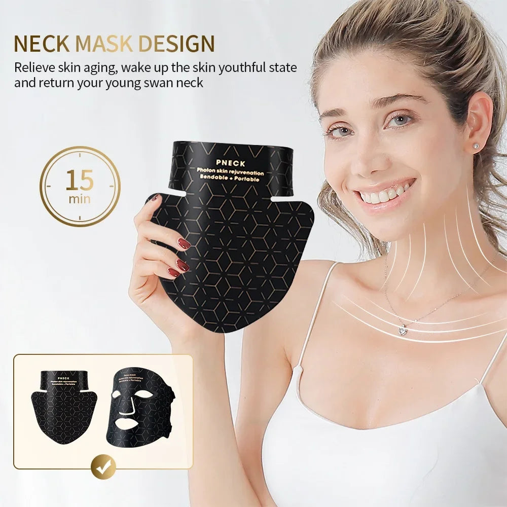 Silicone Facial Neck LED Mask Anti Aging Skin Rejuvenation Brighten Beauty Face Photon Mask