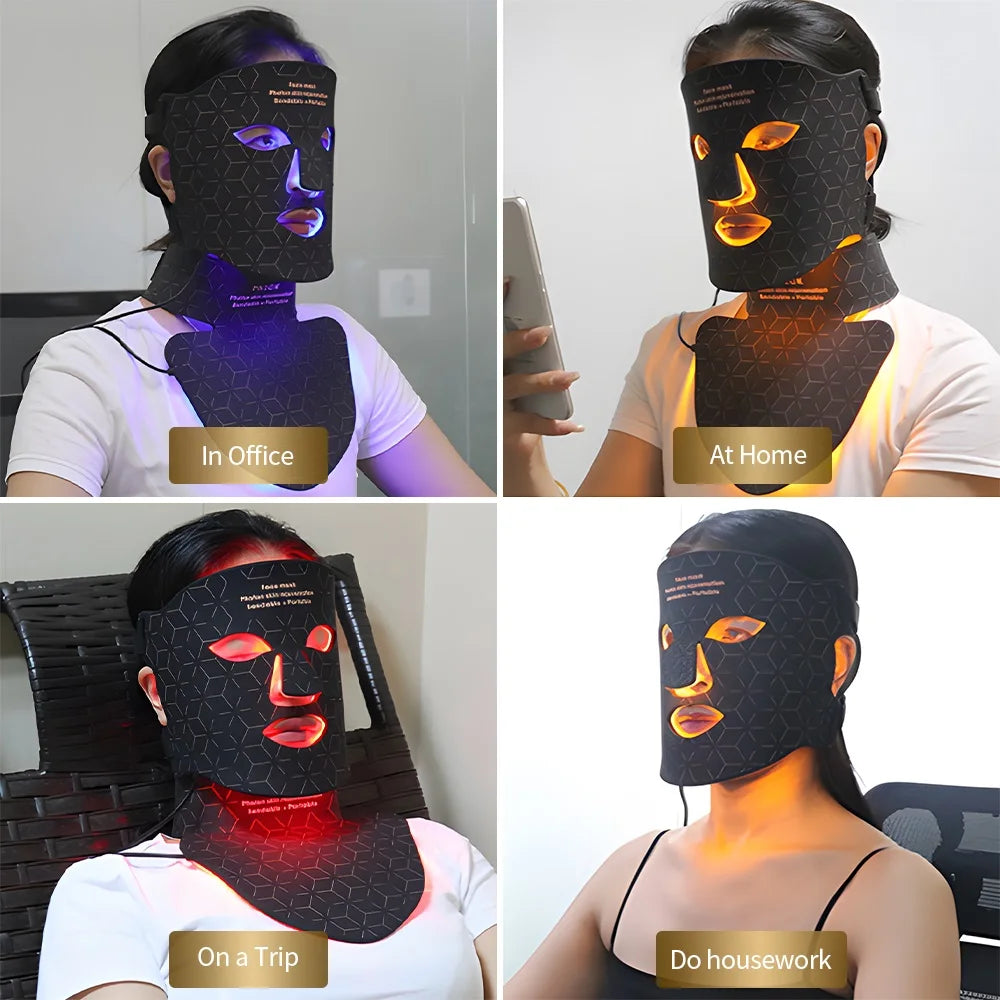 Silicone Facial Neck LED Mask Anti Aging Skin Rejuvenation Brighten Beauty Face Photon Mask