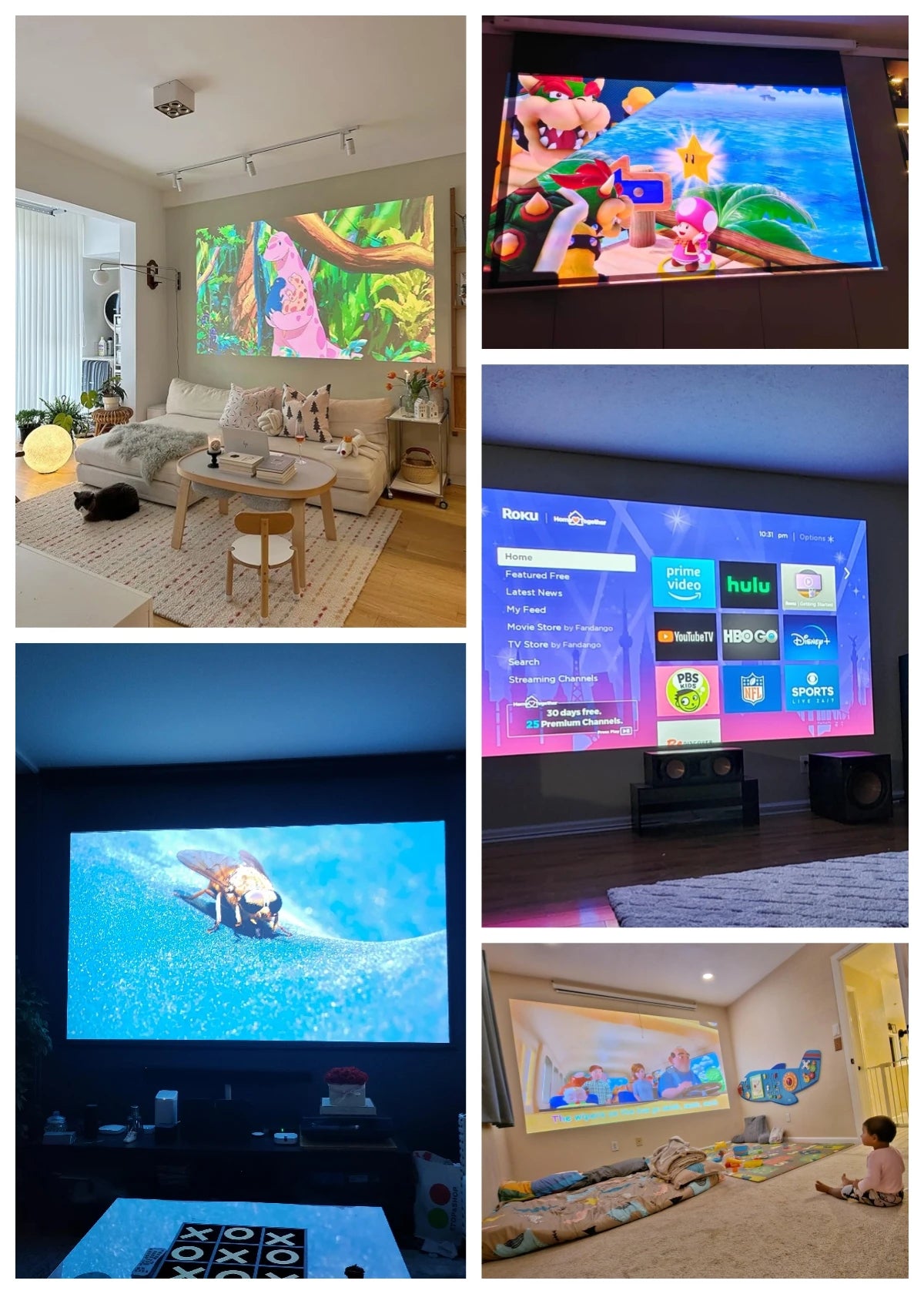 [Google TV/Android 14/Voice Control]Smart Projector 4K HD WiFi6 Netflix-Licensed Home Theater Outdoor Movie Auto Focus Projector