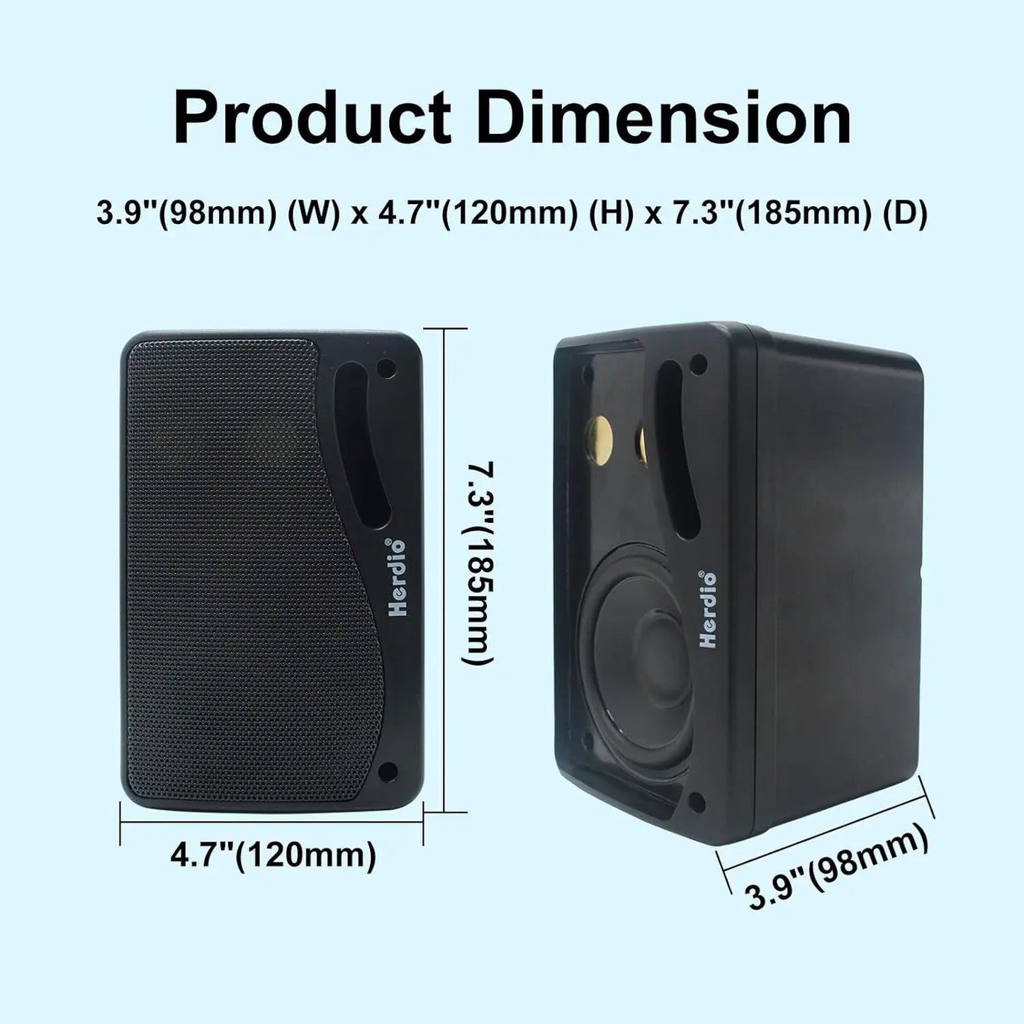 Herdio 3.5'' 2PCS Passive Outdoor Speakers Wired Waterproof 200W 3 Way Premium Mountable Wall Mount Speakers With Superior Sound