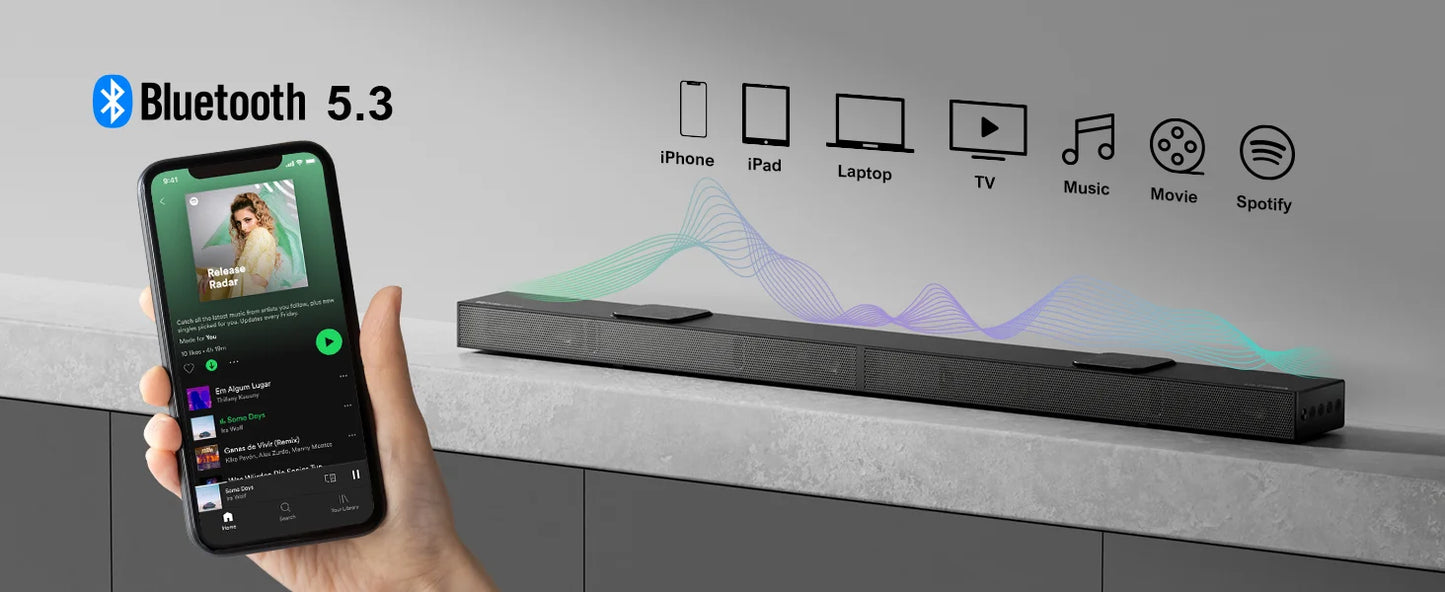 ULTIMEA 520W 5.1.2 Soundbar with Dolby Atmos for Smart TV,4K HDR Pass-through,Home Theater Wireless Bluetooth Soundbar Speakers