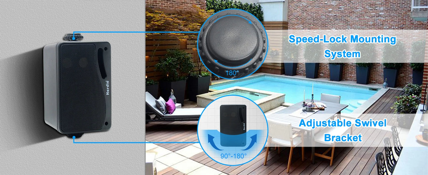 Herdio 3.5'' 2PCS Passive Outdoor Speakers Wired Waterproof 200W 3 Way Premium Mountable Wall Mount Speakers With Superior Sound
