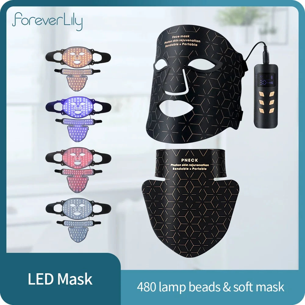 Silicone Facial Neck LED Mask Anti Aging Skin Rejuvenation Brighten Beauty Face Photon Mask