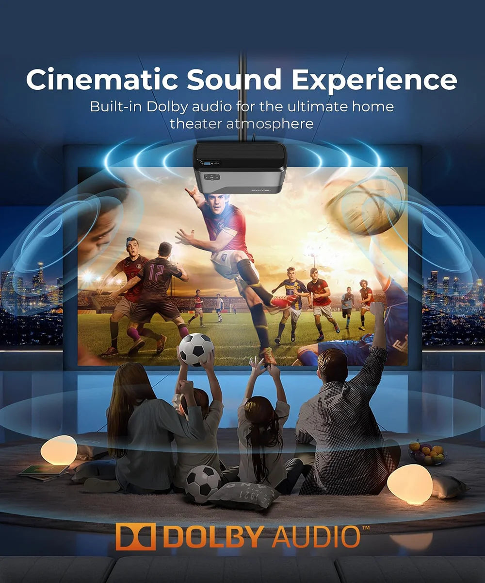 [Google TV/Android 14/Voice Control]Smart Projector 4K HD WiFi6 Netflix-Licensed Home Theater Outdoor Movie Auto Focus Projector