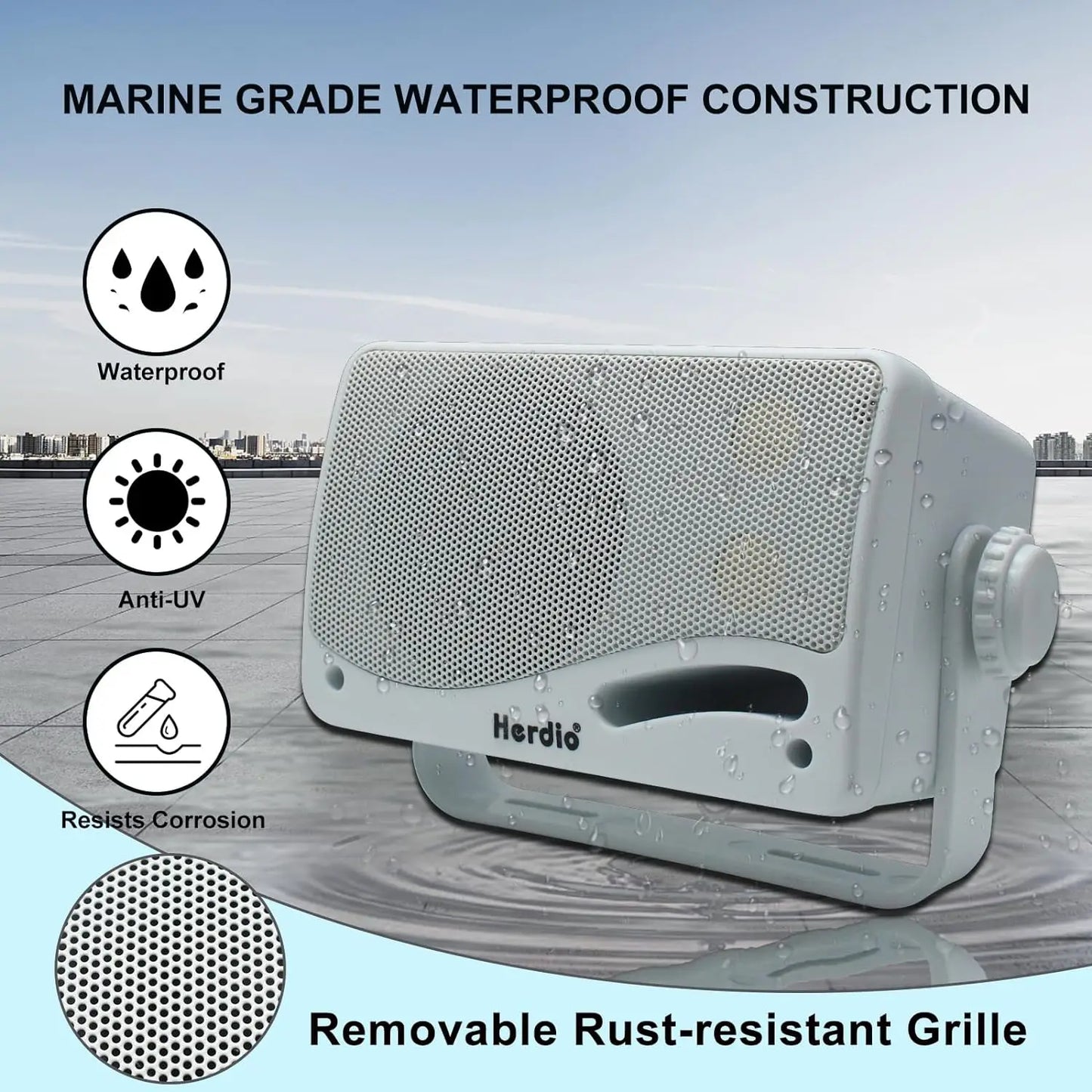 Herdio 3.5'' 2PCS Passive Outdoor Speakers Wired Waterproof 200W 3 Way Premium Mountable Wall Mount Speakers With Superior Sound