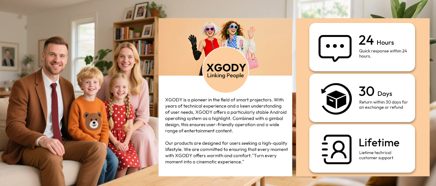 XGODY N6 Pro Netflix Officially 4K Projector Voice Control Smart Android TV Whale OS 32GB ROM for Outdoor Movie Home Theater