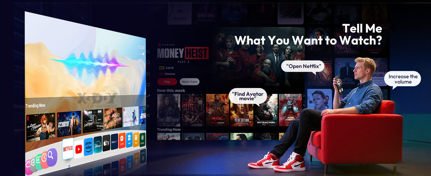 XGODY N6 Pro Netflix Officially 4K Projector Voice Control Smart Android TV Whale OS 32GB ROM for Outdoor Movie Home Theater