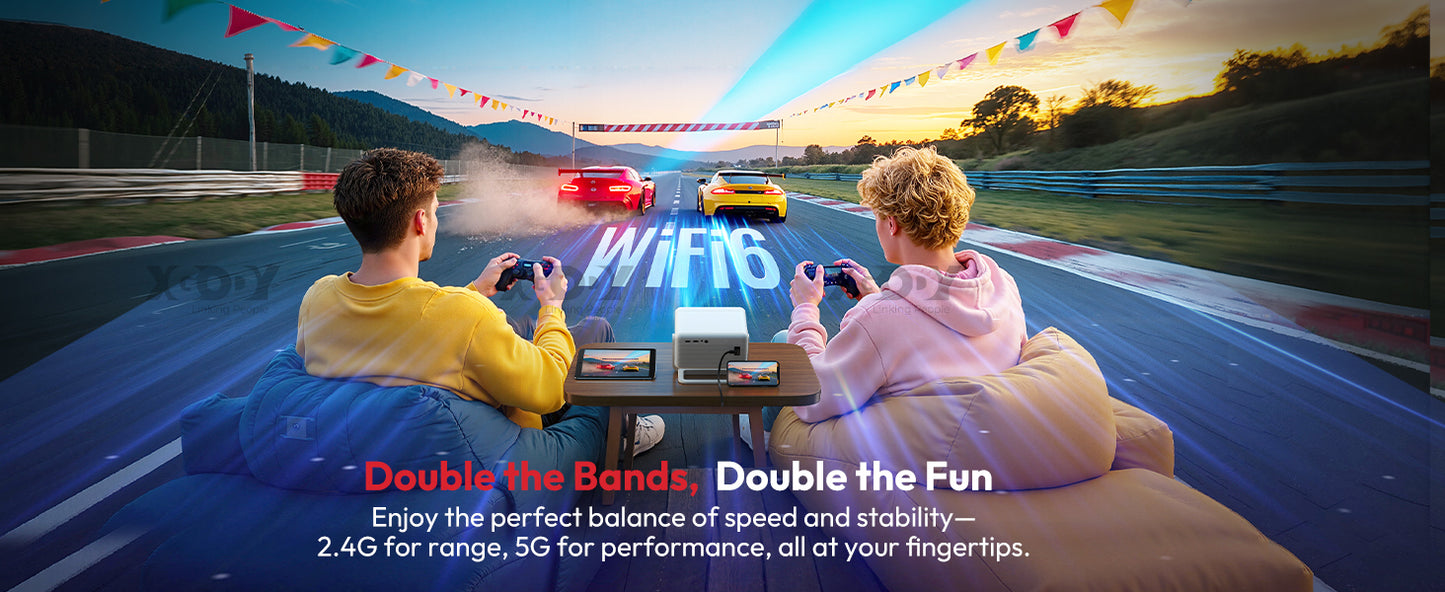 XGODY N6 Pro Netflix Officially 4K Projector Voice Control Smart Android TV Whale OS 32GB ROM for Outdoor Movie Home Theater